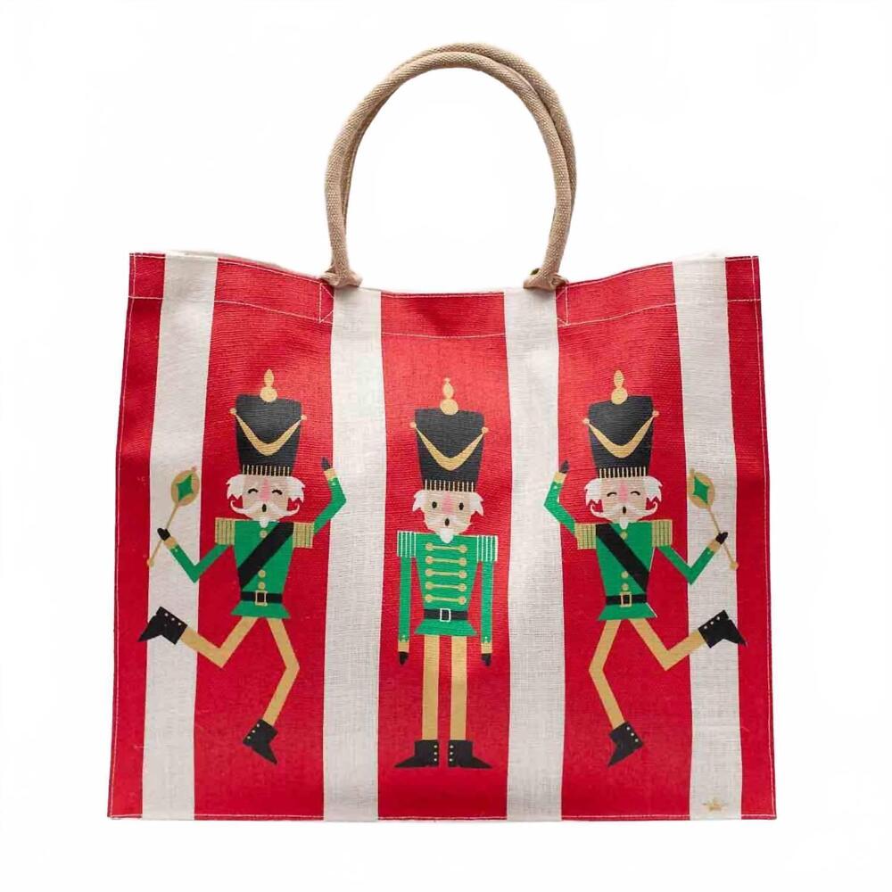NEW THE ROYAL STANDARD nutcracker stripe carryall tote in red and white